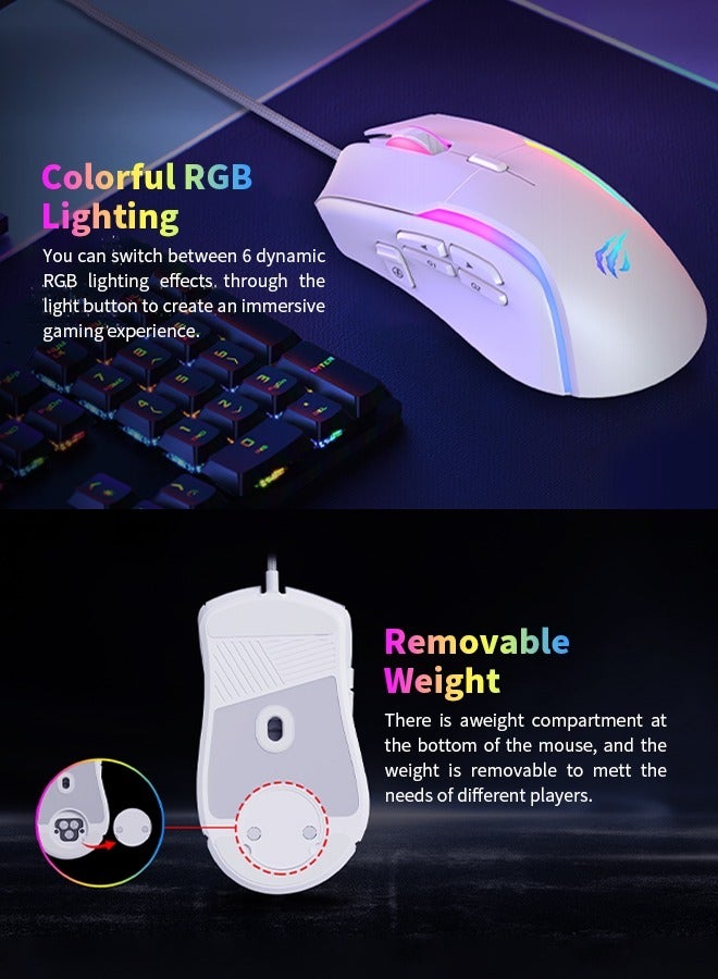 havit - RGB Gaming Mouse with 6 Dynamic Lighting Effects, Wired Computer Mouse, 9 Programmable Buttons and Removable Weight for Pro Gamers - Image 1