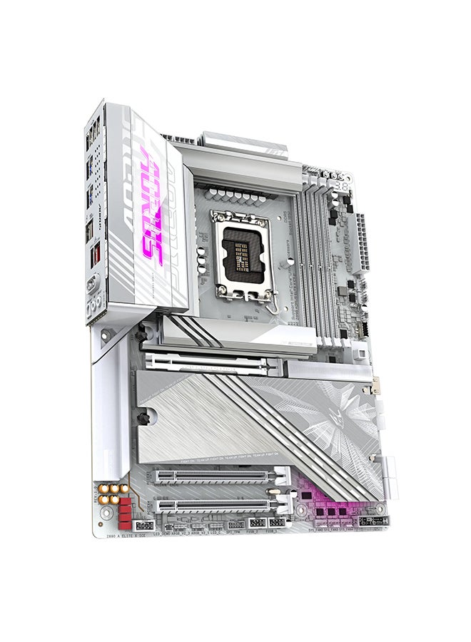 GIGABYTE Z890 AORUS ELITE X ICE LGA 1851 ATX Motherboard, Intel Z890 Chipset, 4x DDR5 DIMM Slots (Up to 256GB Max Memory), Wi-Fi 7, Bluetooth 5.4, 1x PCIe 5.0 x16 Slot, 5x M.2 Slots (4x PCIe Gen 4 & 1x PCIe Gen 3), 6x SATA III Ports, USB 3.2 Gen 2x2 Type-C, 10Gb Ethernet, Digital VRM, Advanced Thermal Design, Z890-A-ELITE-X-ICE White  - Image 3