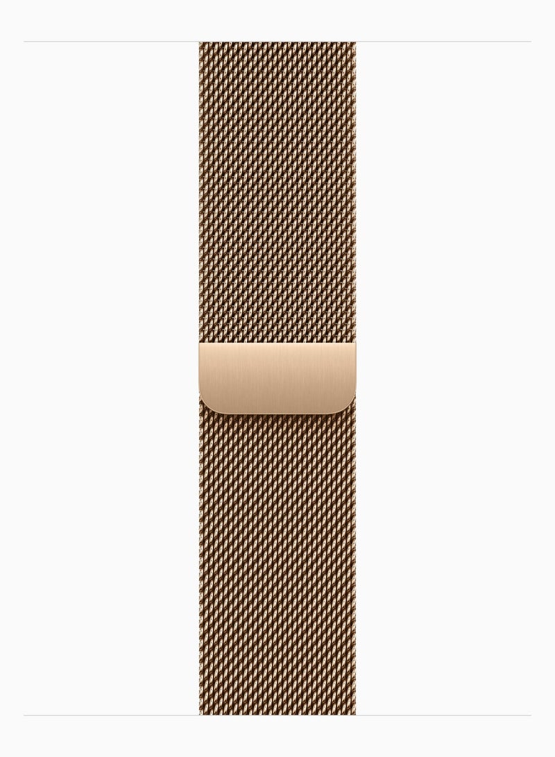 ابل  Watch Series 10 GPS + Cellular 46mm Gold Titanium Case with Gold Milanese Loop – M/L GOLD - Image 3