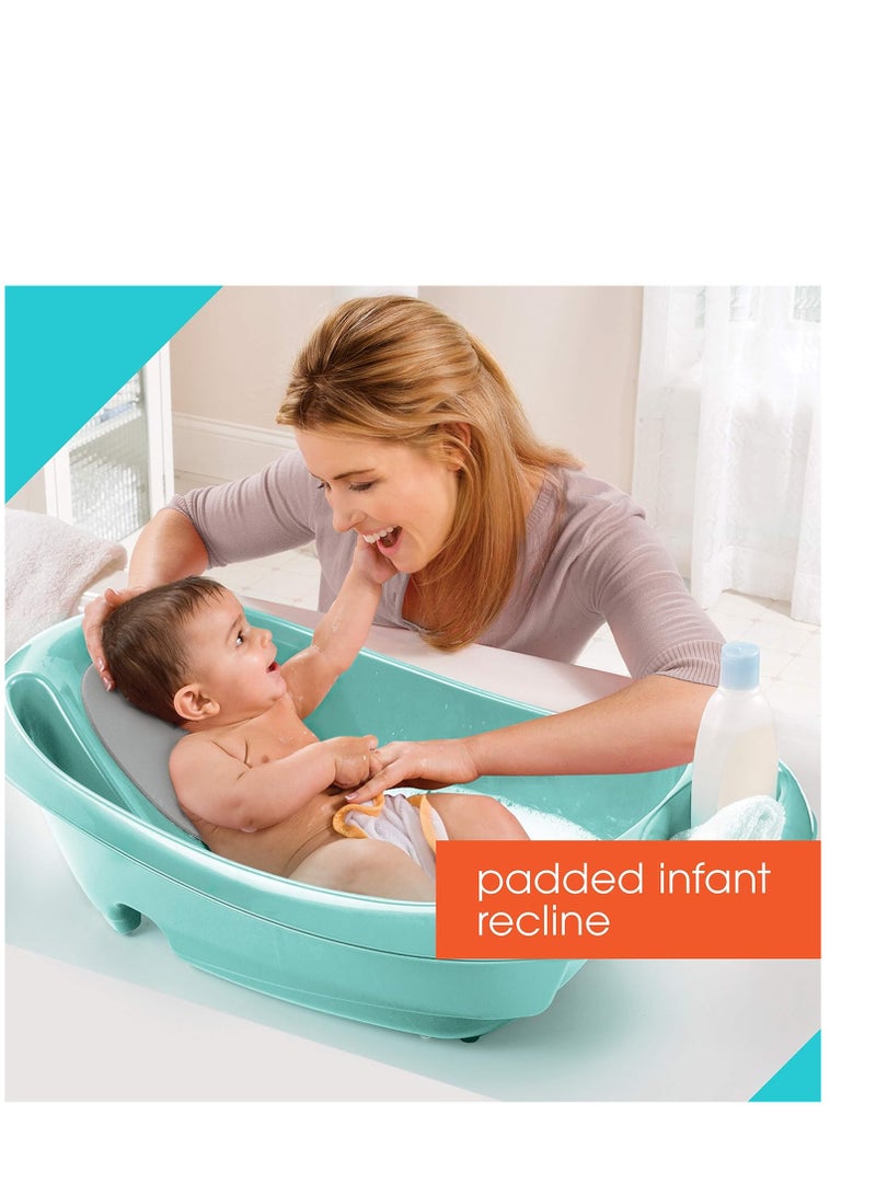 سامر إنفانت حوض استحمام حديثي الولادة إلى toddlers (أكوا) - حوض بثلاث مراحل لحديثي الولادة، الرضع، والأطفال الصغار - يشمل حمالة قماشية لحديثي الولادة، دعم مبطن، صينية مساعدة للوالدين، وسدادة تصريف - Image 3