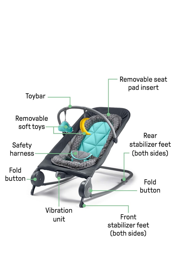 سامر إنفانت هزاز ومهتز 2 في 1 (رمادي وزمردي) هزاز ومهتز مريح وقابل للنقل للرضع يتضمن ألعاب ناعمة واهتزازات مهدئة - Image 4
