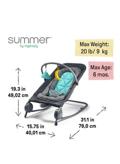 summer infant 2-in-1 Bouncer & Rocker Duo (Gray and Teal) Convenient and Portable Rocker and Bouncer for Babies Includes Soft Toys and Soothing Vibrations  - Image 2