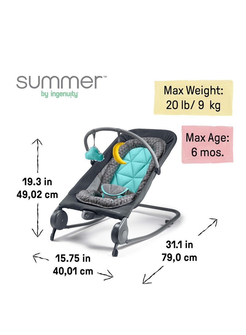 سامر إنفانت هزاز ومهتز 2 في 1 (رمادي وزمردي) هزاز ومهتز مريح وقابل للنقل للرضع يتضمن ألعاب ناعمة واهتزازات مهدئة - Image 2