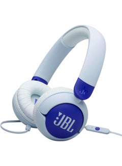 JBL Jr 320 Kids Wired On-Ear Headphones, Safe Sound (<85dB), Built-In Mic, Sof Padded Headband, Comfortable Ear Cushion, Compact and Foldable Design, Single-Side Flat Cable - JBLJR320BLU Blue  - Image 1
