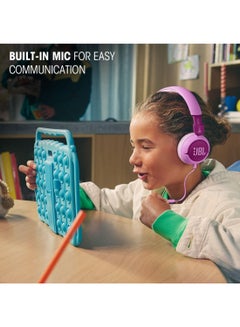JBL Jr 320 Kids Wired On-Ear Headphones, Safe Sound (<85dB), Built-In Mic, Sof Padded Headband, Comfortable Ear Cushion, Compact and Foldable Design, Single-Side Flat Cable - JBLJR320BLU Blue  - Image 4