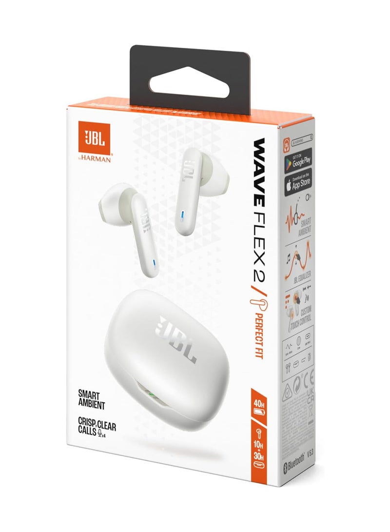 Wave Flex 2 True Wireless Earbuds, JBLWFLEX2WHT White