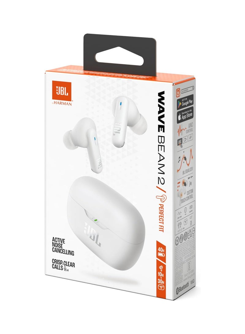 جي بي إل - Wave Beam 2 True Wireless Noise Cancelling Earbuds, JBLWBEAM2WHT White - Image 1