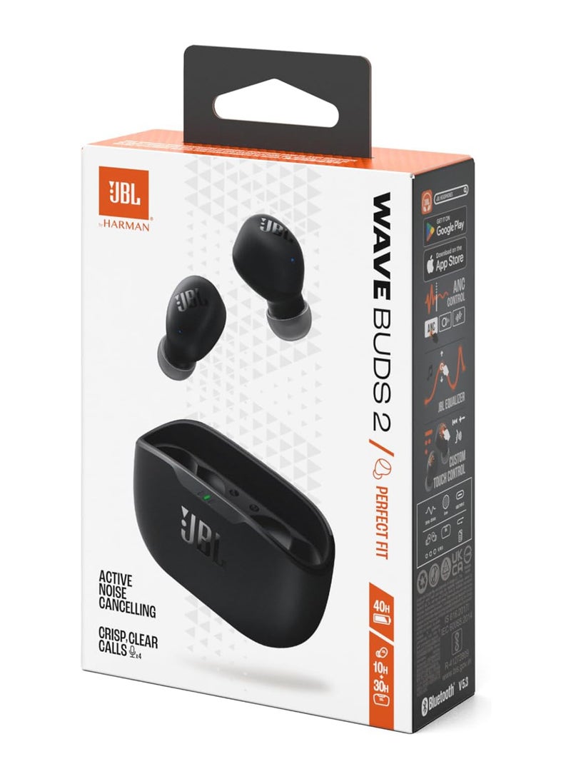 JBL - Wave Buds 2 True Wireless Noise Cancelling Earbuds, JBLWBUDS2BLK Black - Image 1