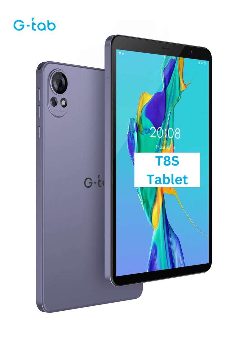 جي تاب تابلت T8S واي فاي / 8.0 بوصة IPS / أندرويد 14 / معالج رباعي النواة بسرعة 2.0 جيجاهرتز / بطارية 5000 مللي أمبير / 4 جيجابايت ذاكرة عشوائية مدمجة / ذاكرة عشوائية قابلة للتوسيع + 4 جيجابايت / ذاكرة داخلية 64 جيجابايت / كاميرا أمامية 2 ميجابكسل + كاميرا خلفية 5 ميجابكسل - Image 1