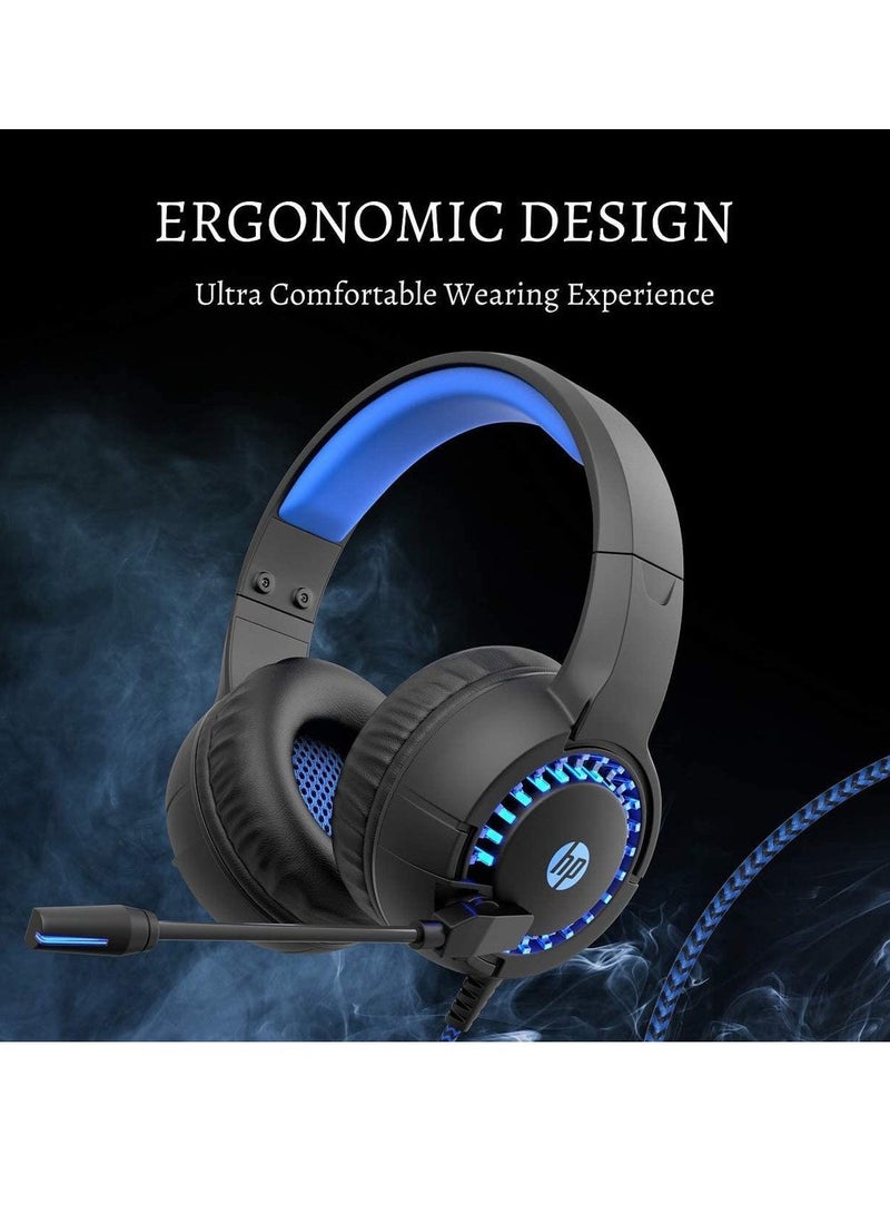 HP DHE-8011UM Stereo Gaming Headset , LED Lightning Effect Earphone Gaming Headphone With Mic , 2.1M cable length and volume control  - Image 3