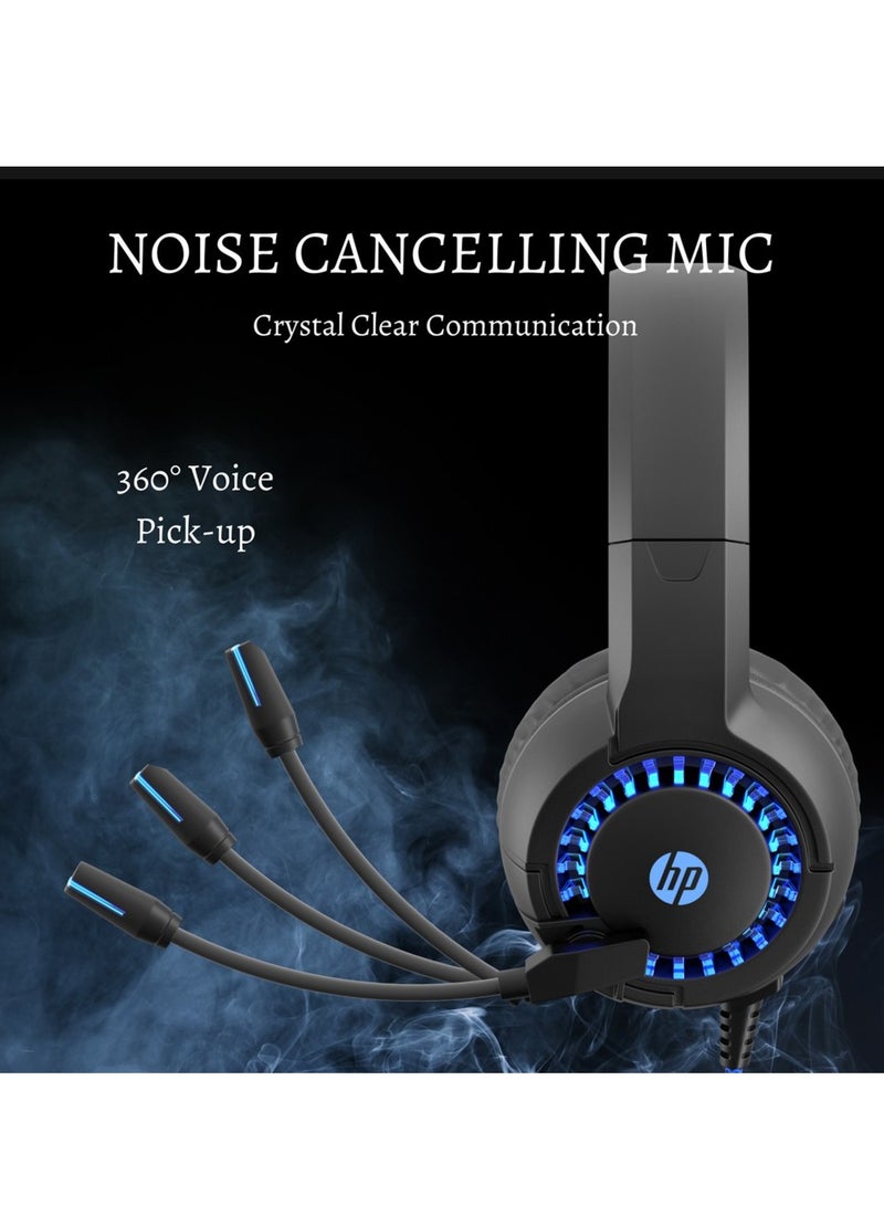DHE-8011UM Stereo Gaming Headset , LED Lightning Effect Earphone Gaming Headphone With Mic , 2.1M cable length and volume control