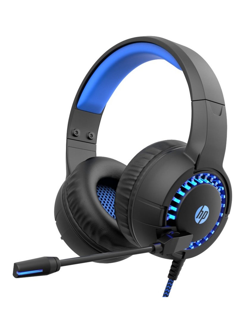 HP DHE-8011UM Stereo Gaming Headset , LED Lightning Effect Earphone Gaming Headphone With Mic , 2.1M cable length and volume control  - Image 2