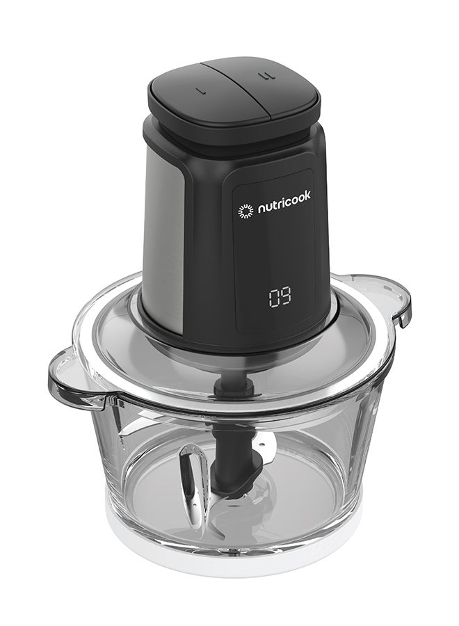 Multi-Purpose Glass Chopper & Mincer, 500W, 2+2L with 4 SS Blade detachable System, Easy to Clean, Pulse Speed for Precision, Ice Crushing, Anti Slip Ring, 2-Year Warranty 2 L 500 W NC-CH2000 Black