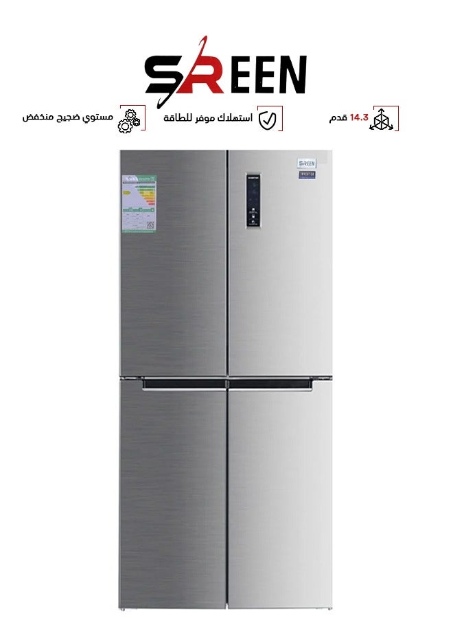 SREEN Refrigerator - 4 Doors - Inverter - Stainless Steel - 14.3 CFT - 405 Liters - Silver - SRCD560NF ... 305 kW SRCD560NF Silver - Image 1