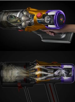 dyson V12 Detect Slim Fluffy Stick Cordless Vacuum Cleaner Cyclone (SV46) 545 W V12 Detect Slim Fluffy SV46 Yellow Nickel  - Image 4