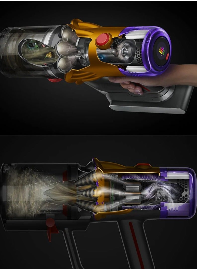 dyson V12 Detect Slim Fluffy Stick Cordless Vacuum Cleaner Cyclone (SV46) 545 W V12 Detect Slim Fluffy SV46 Yellow Nickel  - Image 4