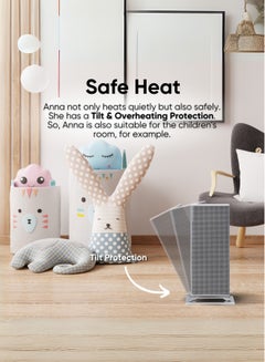 Stadler Form Swiss Design Portable Premium Fan Heater for Home & Office Anna 2000W Thermostat Auto Shut Down Quiet Operation GCC Compliant 3 Pin Plug Overheat and Tilt Protection 2 Years Warranty and Local Support 2000 W Anna White  - Image 2