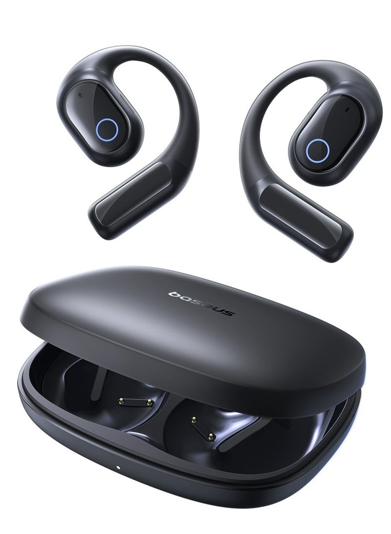 Baseus Open-Ear Earphones with Ear Hooks, Wireless Bluetooth 5.4, IP54 Waterproof, Air Conduction Technology, Sports Earbuds for Running, Gym, Cycling, Outdoor Activities, Sweatproof, Comfortable and Secure Fit for Active Lifestyles, Compatible with iOS & Android Devices Cosmic Black  - Image 1