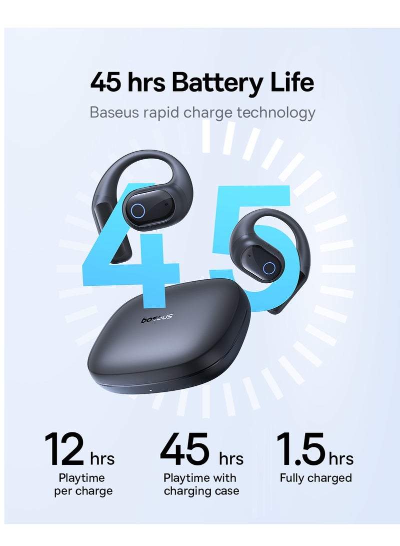 Open-Ear Earphones with Ear Hooks, Wireless Bluetooth 5.4, IP54 Waterproof, Air Conduction Technology, Sports Earbuds for Running, Gym, Cycling, Outdoor Activities, Sweatproof, Comfortable and Secure Fit for Active Lifestyles, Compatible with iOS & Android Devices Cosmic Black