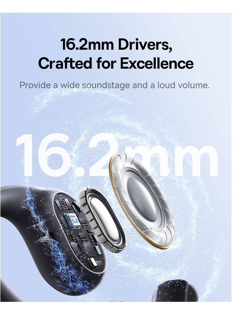 Baseus Open-Ear Earphones with Ear Hooks, Wireless Bluetooth 5.4, IP54 Waterproof, Air Conduction Technology, Sports Earbuds for Running, Gym, Cycling, Outdoor Activities, Sweatproof, Comfortable and Secure Fit for Active Lifestyles, Compatible with iOS & Android Devices Cosmic Black  - Image 3