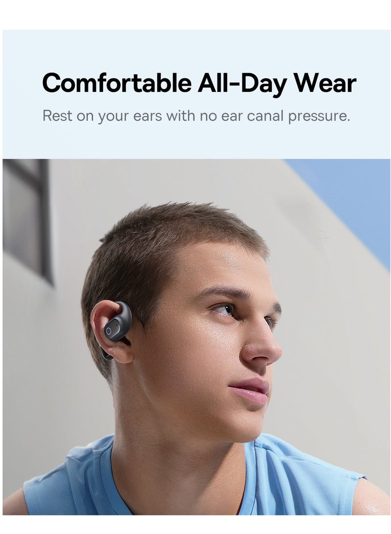 Baseus Open-Ear Earphones with Ear Hooks, Wireless Bluetooth 5.4, IP54 Waterproof, Air Conduction Technology, Sports Earbuds for Running, Gym, Cycling, Outdoor Activities, Sweatproof, Comfortable and Secure Fit for Active Lifestyles, Compatible with iOS & Android Devices Cosmic Black  - Image 4