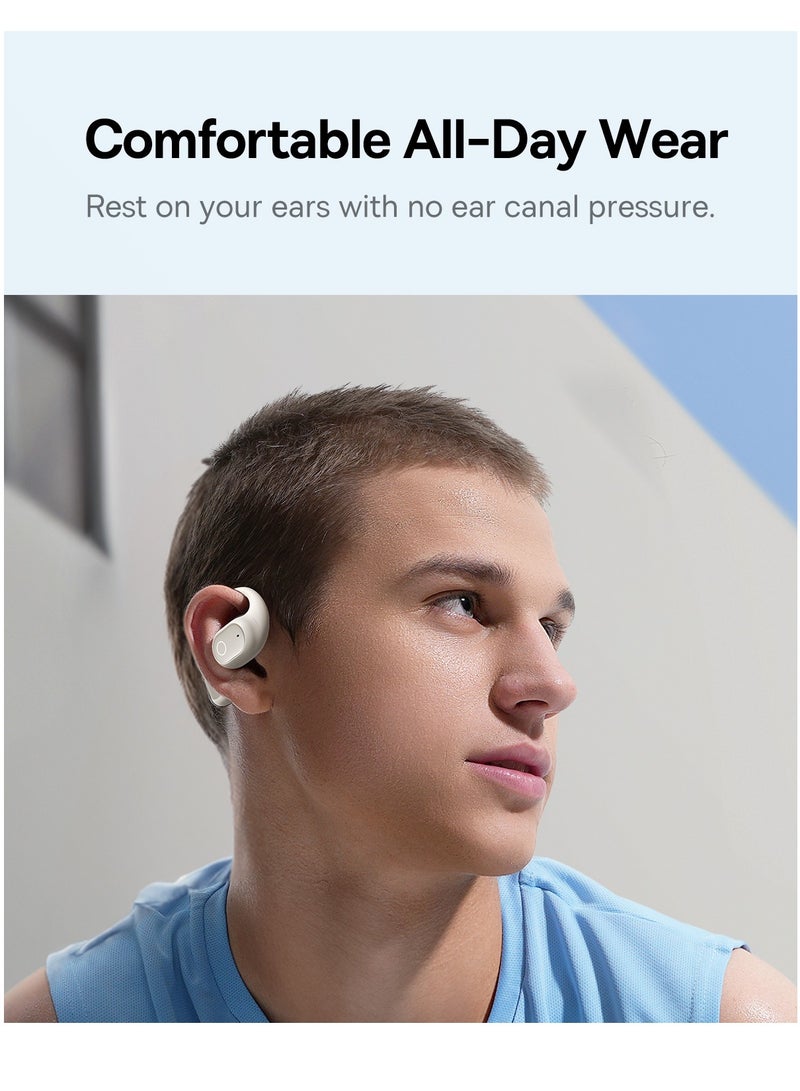 Baseus Open-Ear Earphones with Ear Hooks, Wireless Bluetooth 5.4, IP54 Waterproof, Air Conduction Technology, Sports Earbuds for Running, Gym, Cycling, Outdoor Activities, Sweatproof, Comfortable and Secure Fit for Active Lifestyles, Compatible with iOS & Android Devices Moon White  - Image 5