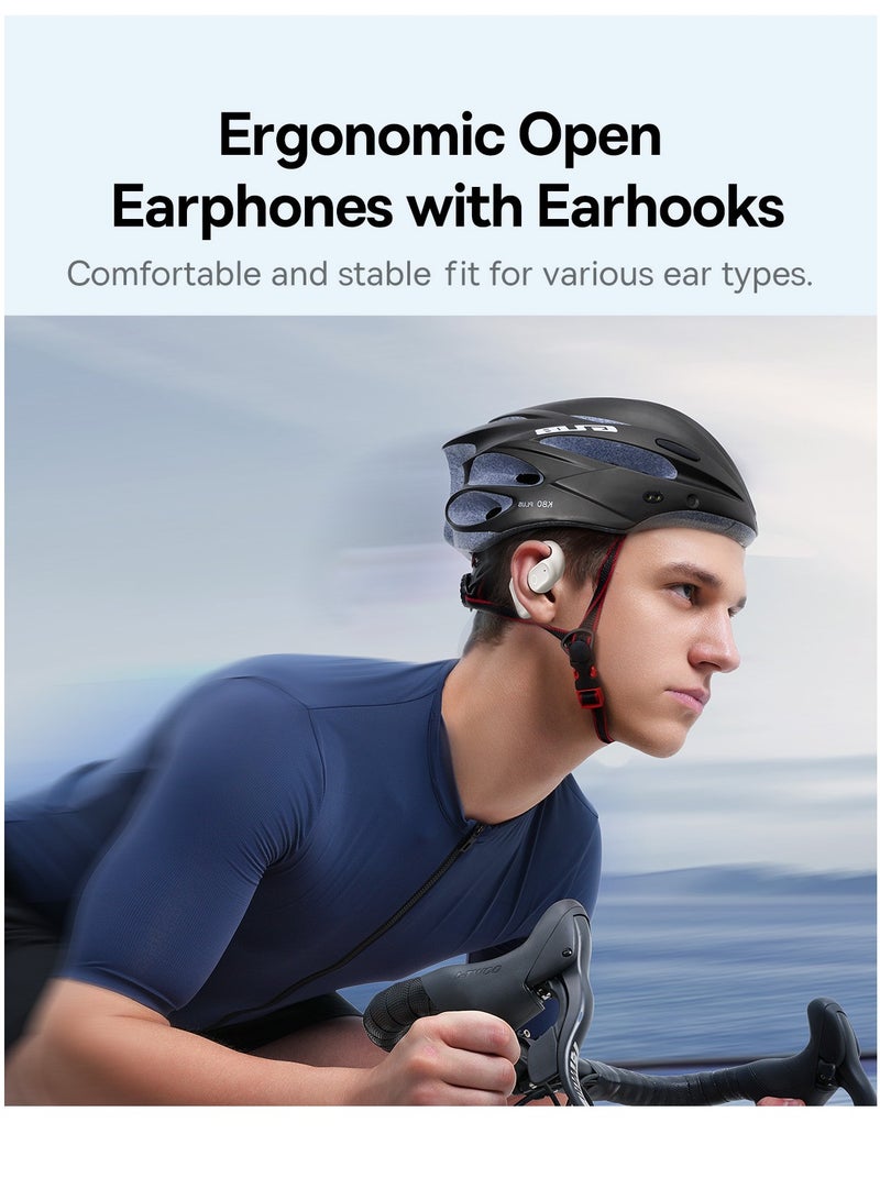 Open-Ear Earphones with Ear Hooks, Wireless Bluetooth 5.4, IP54 Waterproof, Air Conduction Technology, Sports Earbuds for Running, Gym, Cycling, Outdoor Activities, Sweatproof, Comfortable and Secure Fit for Active Lifestyles, Compatible with iOS & Android Devices Moon White