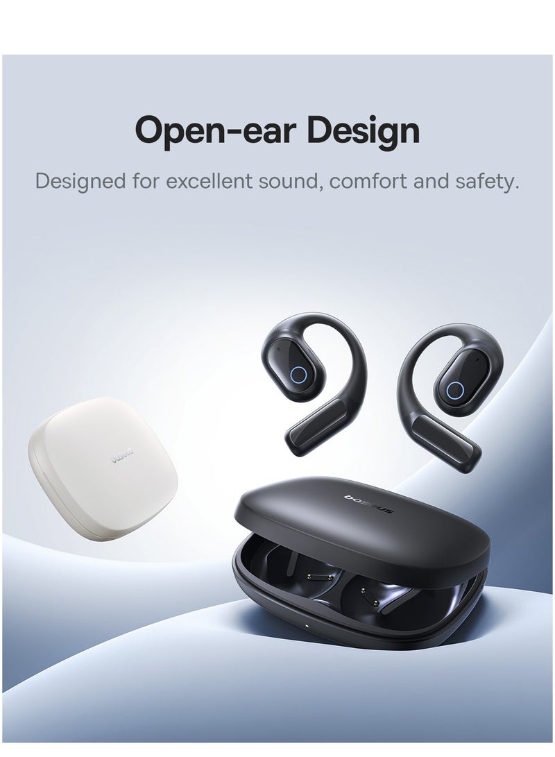 Baseus Open-Ear Earphones with Ear Hooks, Wireless Bluetooth 5.4, IP54 Waterproof, Air Conduction Technology, Sports Earbuds for Running, Gym, Cycling, Outdoor Activities, Sweatproof, Comfortable and Secure Fit for Active Lifestyles, Compatible with iOS & Android Devices Moon White  - Image 2