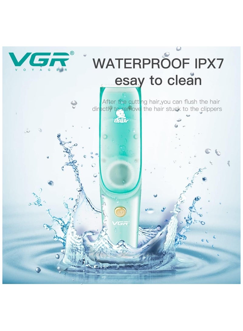 VGR V-151 Kids Hair Clipper With Ceramic Blades Ultra Low Noise Run Time: 120 Minutes (Aqua Green) - Image 5