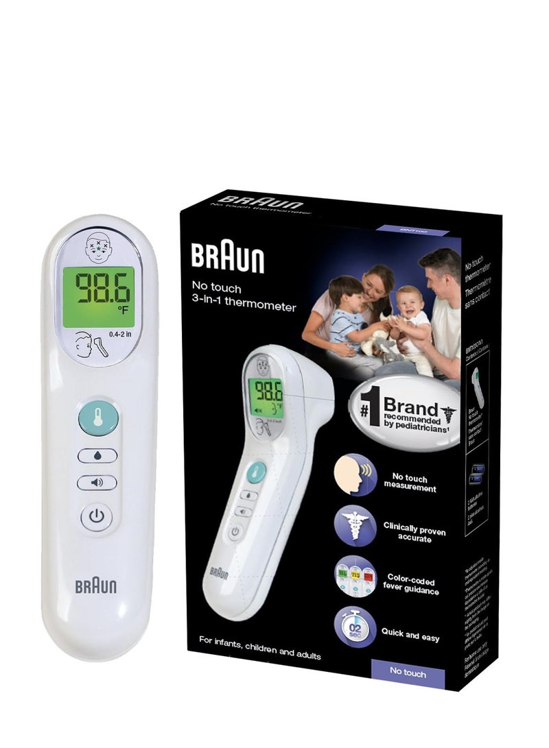 BRAUN No Touch 3-in-1 Thermometer, Measures Forehead, Liquid and Food Temps, Professional Accuracy and Color Coded Fever Guidance for Babies, Kids, Toddlers and Adults, FSA and HSA Eligible - Image 1