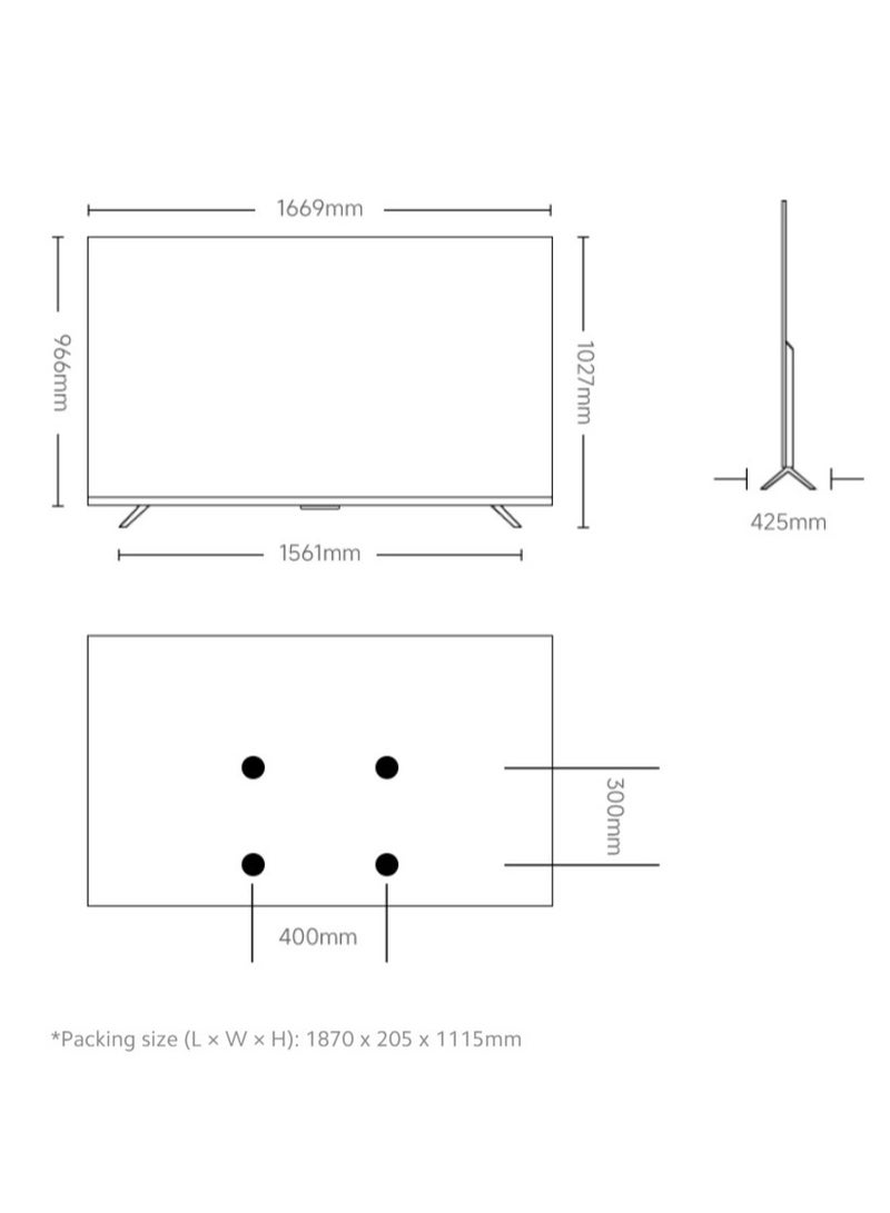 Xiaomi - TV S Mini LED 75" 2025 | 4K QD-MiniLED Display | 144Hz Refresh Rate | AI Processor | Google TV | AI processor | Dolby Vision IQ, Dolby Atmos | WiFi6 L75MA-SPLME Black - Image 1