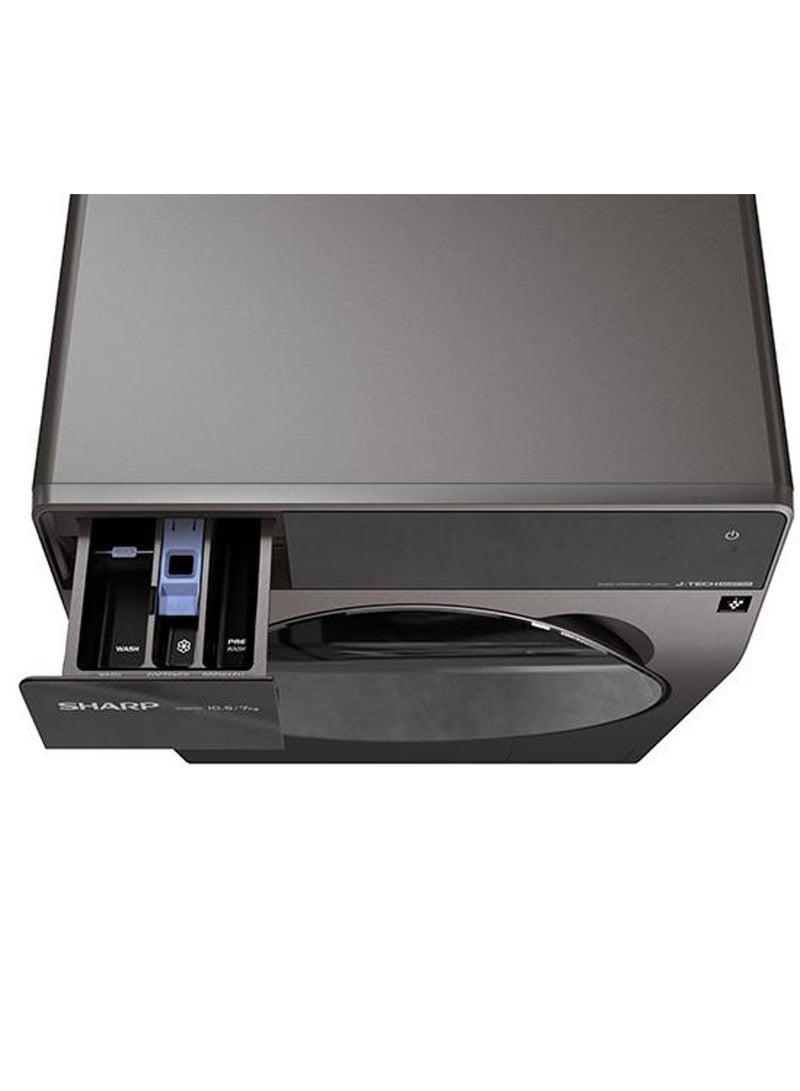 شارب 10.5 Kg Washer & 7 Kg Dryer Front Load 1400 RPM Number of programs 15 - International Version ESDP1054KJZS Black  - Image 3