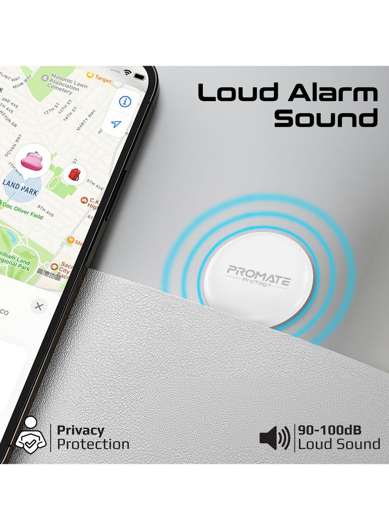 Ultra-Compact Smart Precision Tracking Wireless Tag for Apple Find My App, Loud Alarm Sound , IPX6 Water Resistant, Lost Mode White