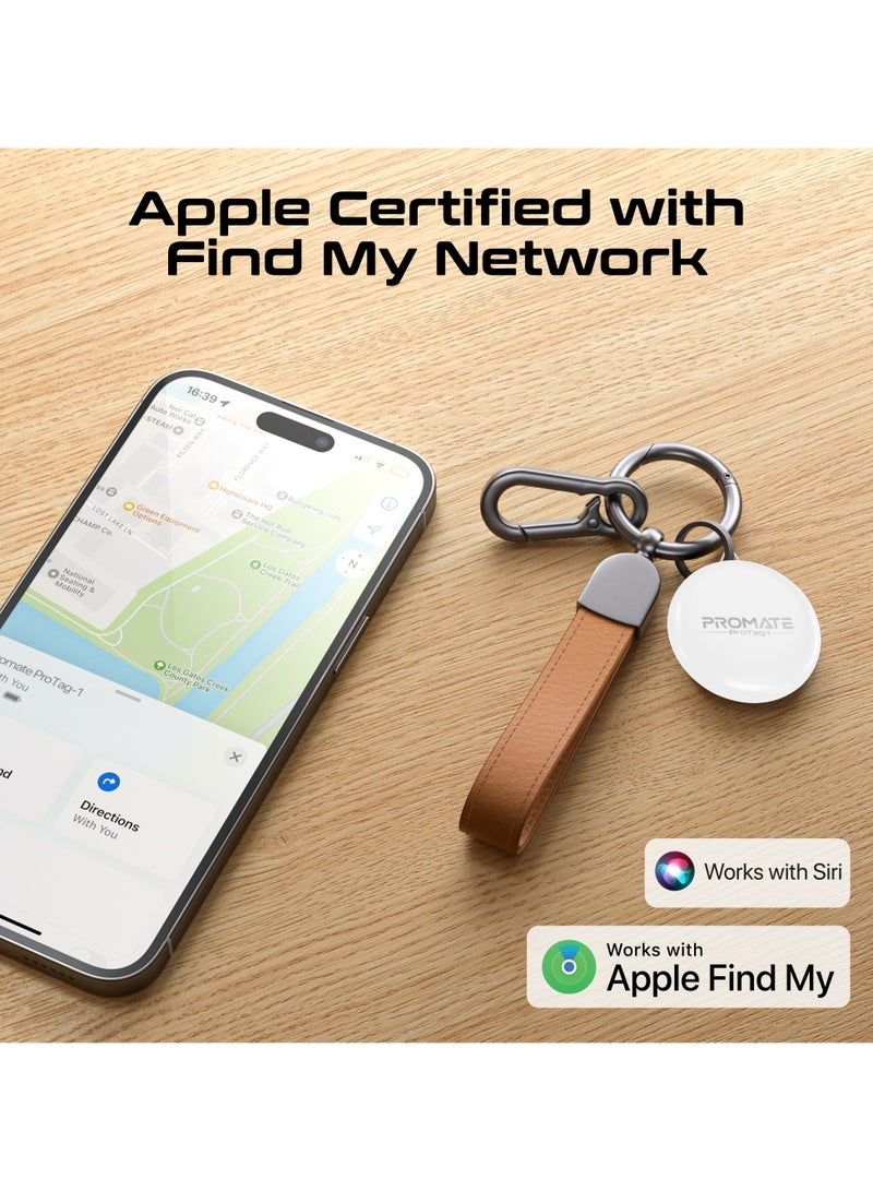 Ultra-Compact Smart Precision Tracking Wireless Tag for Apple Find My App, Loud Alarm Sound , IPX6 Water Resistant, Lost Mode White