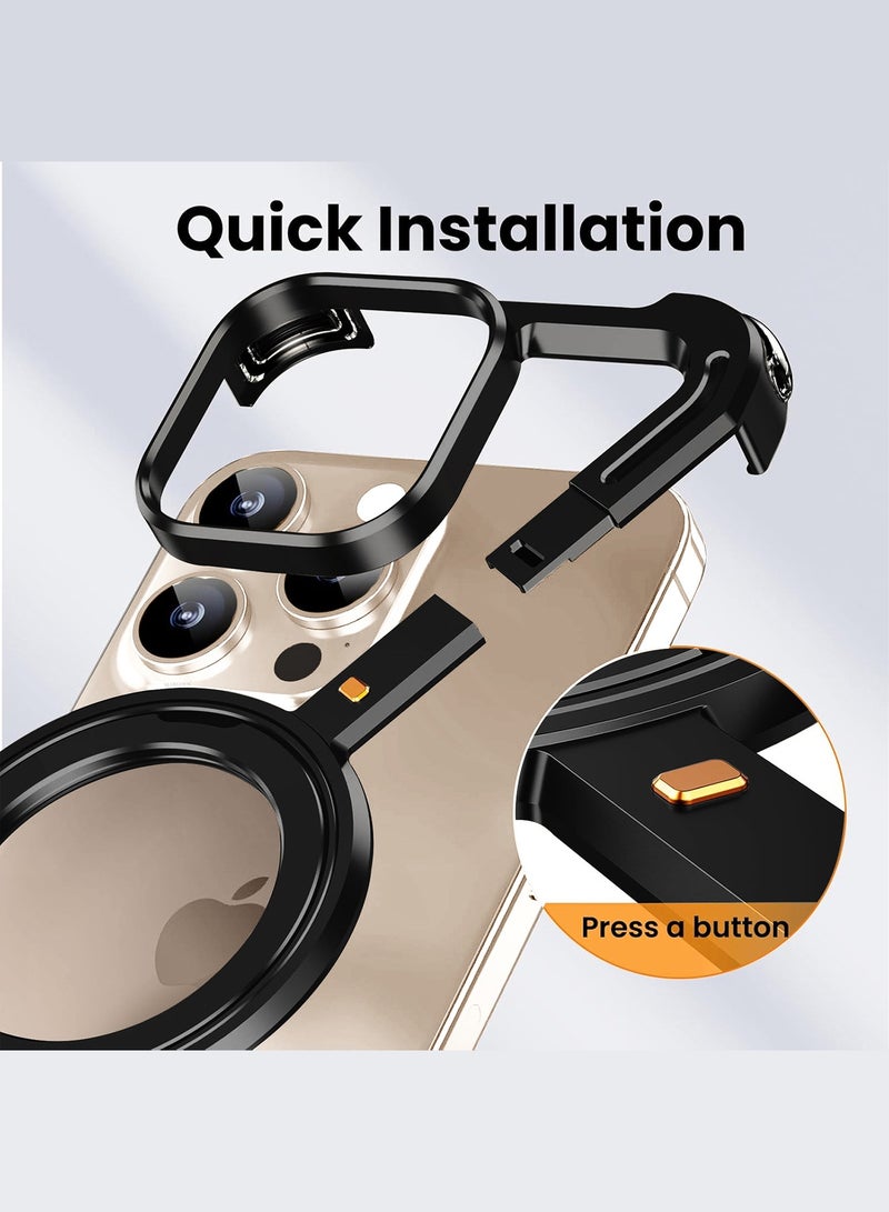 MARGOUN ( for iPhone 16 Pro Max ) 3Packs Case MagSafe with 360° Rotation Stand, Z-shaped Light Frameless, Lens Protection Frame, Shock Grade Protective Case Grey-1 - Image 3