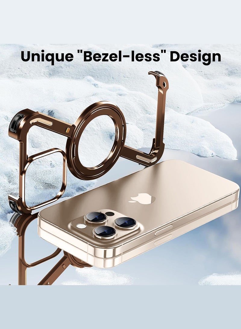 مارجون - ( for iPhone 16 Pro Max ) Case MagSafe with 360° Rotation Stand, Z-shaped Light Frameless, Lens Protection Frame, Shock Grade Protective Case Natural Desert-1 - Image 1