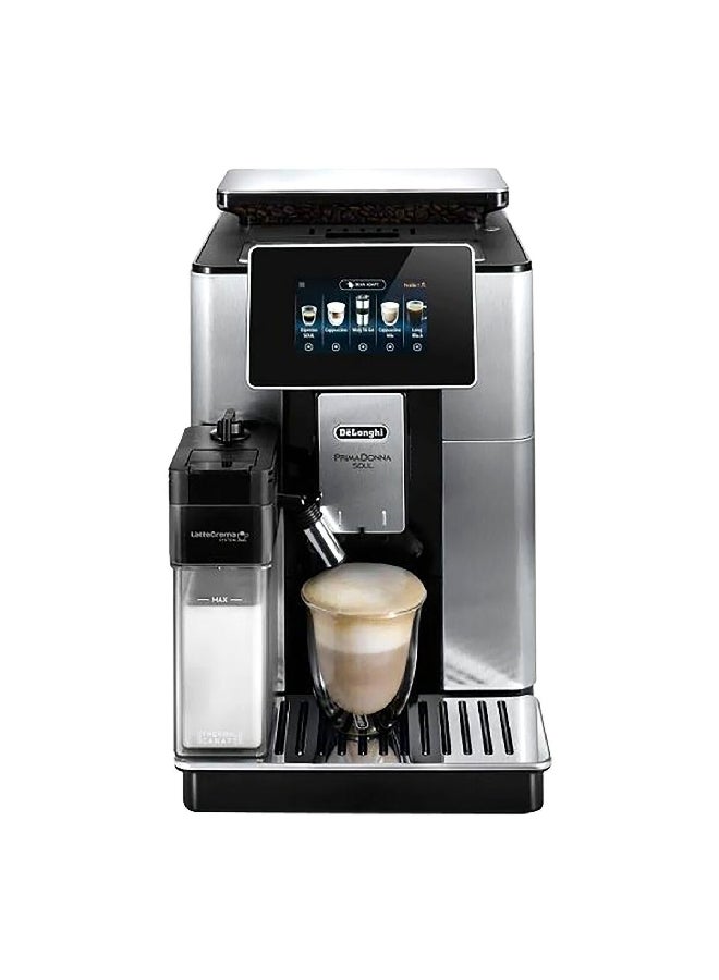 De'Longhi 1450W PrimadDonna Soul Coffee Maker Black and Silver 2.2 L ECAM610.75MB 2.2 L 1450 W ECAM610.75MB Black/Silver  - Image 1