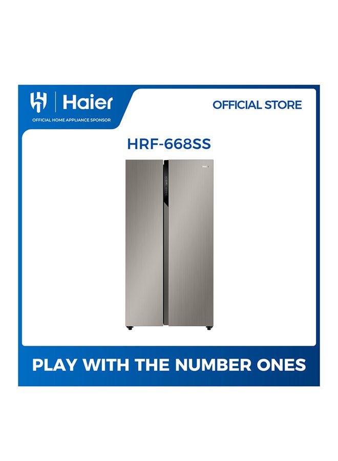 Haier Side by Side Refrigerator 11.9 Cuft Freezer 59 Cuft Twin Inverter Humidity ControlGrey 325 kW HRF-668SS Grey - Image 1