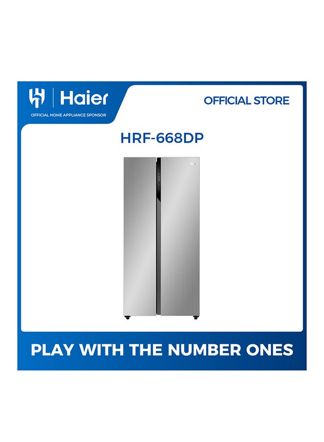 Haier Side by Side Refrigerator 11.9 Cuft Freezer 59Cuft Twin Inverter Silver 325 kW HRF-668DP Silver - Image 1
