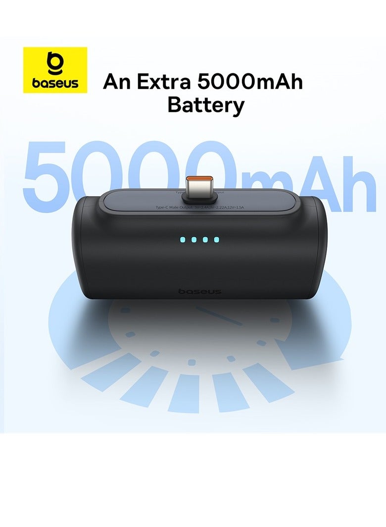 Baseus - 5000 mAh Compact Power Bank, PD 20W Fast Charging Portable Charger with USB-C Port, External Battery for iPhone 16 Pro, Pro Max, 15 Pro Max, 15 Pro, 15, Samsung S24, S23, S22 Ultra, iPad, Air Pods Pro & Most USB-C Devices – On-the-Go Power Bank Moon White - Image 1