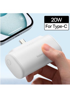 5000 mAh Compact Power Bank, PD 20W Fast Charging Portable Charger with USB-C Port, External Battery for iPhone 16 Pro, Pro Max, 15 Pro Max, 15 Pro, 15, Samsung S24, S23, S22 Ultra, iPad, Air Pods Pro & Most USB-C Devices – On-the-Go Power Bank Moon White