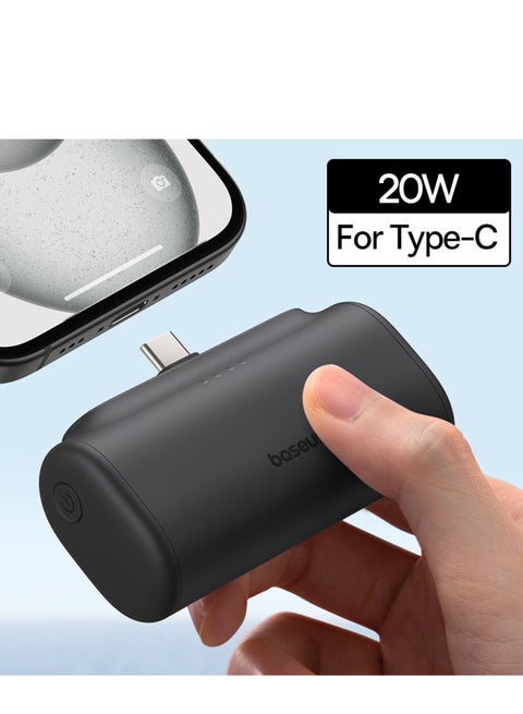 5000 mAh Compact Power Bank, PD 20W Fast Charging Portable Charger with USB-C Port, External Battery for iPhone 16 Pro, Pro Max, 15 Pro Max, 15 Pro, 15, Samsung S24, S23, S22 Ultra, iPad, Air Pods Pro & Most USB-C Devices – On-the-Go Power Bank Cluster Black