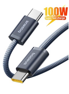 Baseus 100W PD USB C to USB C Cable (1m 5A), Type C Fast Charging Cable, High-density Nylon Braided Compatible with iPhone 16/16 Plus/16 Pro/16 Pro Max,iPhone 15 Series, Samsung Galaxy S24/S23/S22, Huawei, Xiaomi, Car Play, MacBook Pro/Air, iPad Pro, Pixel, PS5 ,Switch Cosmic Grey / Black  - Image 1