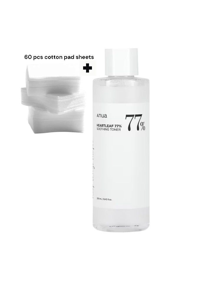 Anua Heartleaf 77% Soothing Toner Cotton Pad Sheets 250ml + 60 pcsml  - Image 1