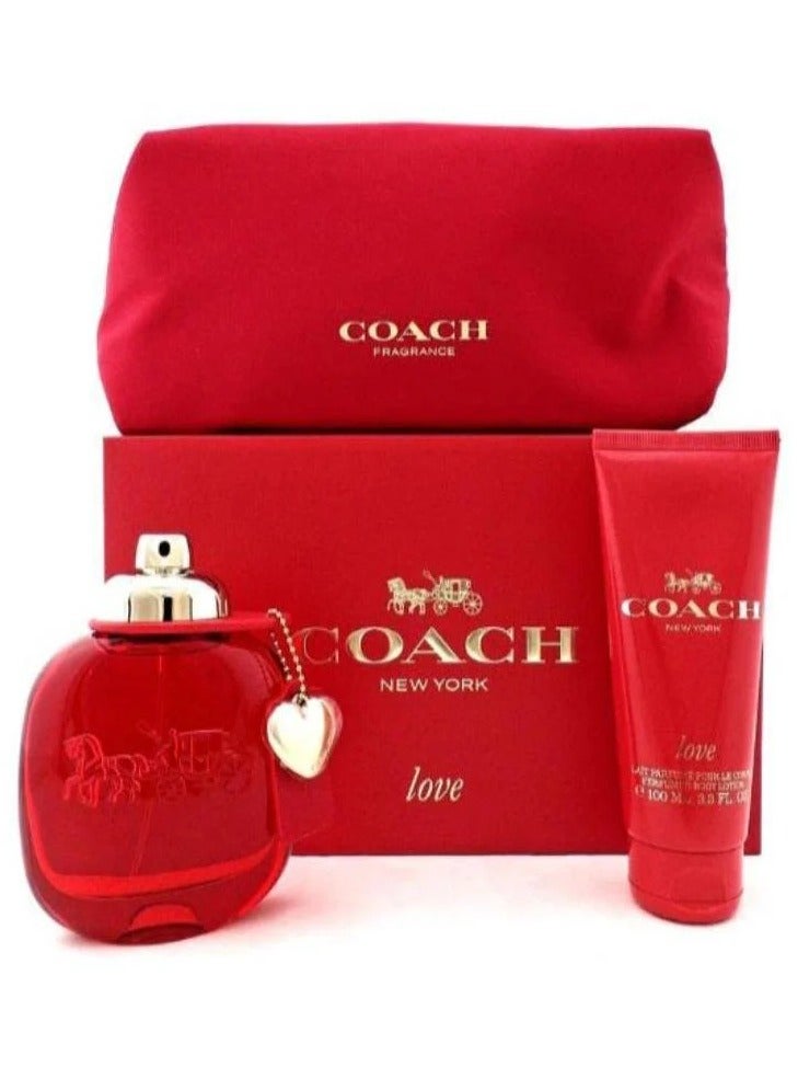 COACH Love  3Pcs  EDP+Body Lotion+Pouch ) 90+100ml  - Image 1