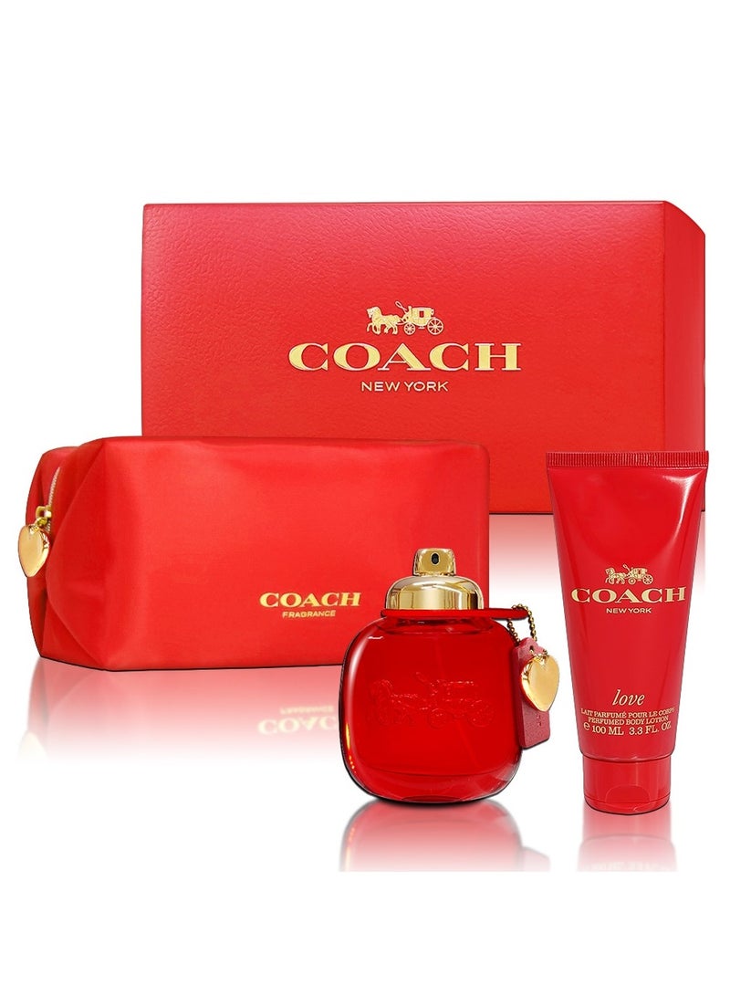 COACH Love  3Pcs  EDP+Body Lotion+Pouch ) 90+100ml  - Image 2