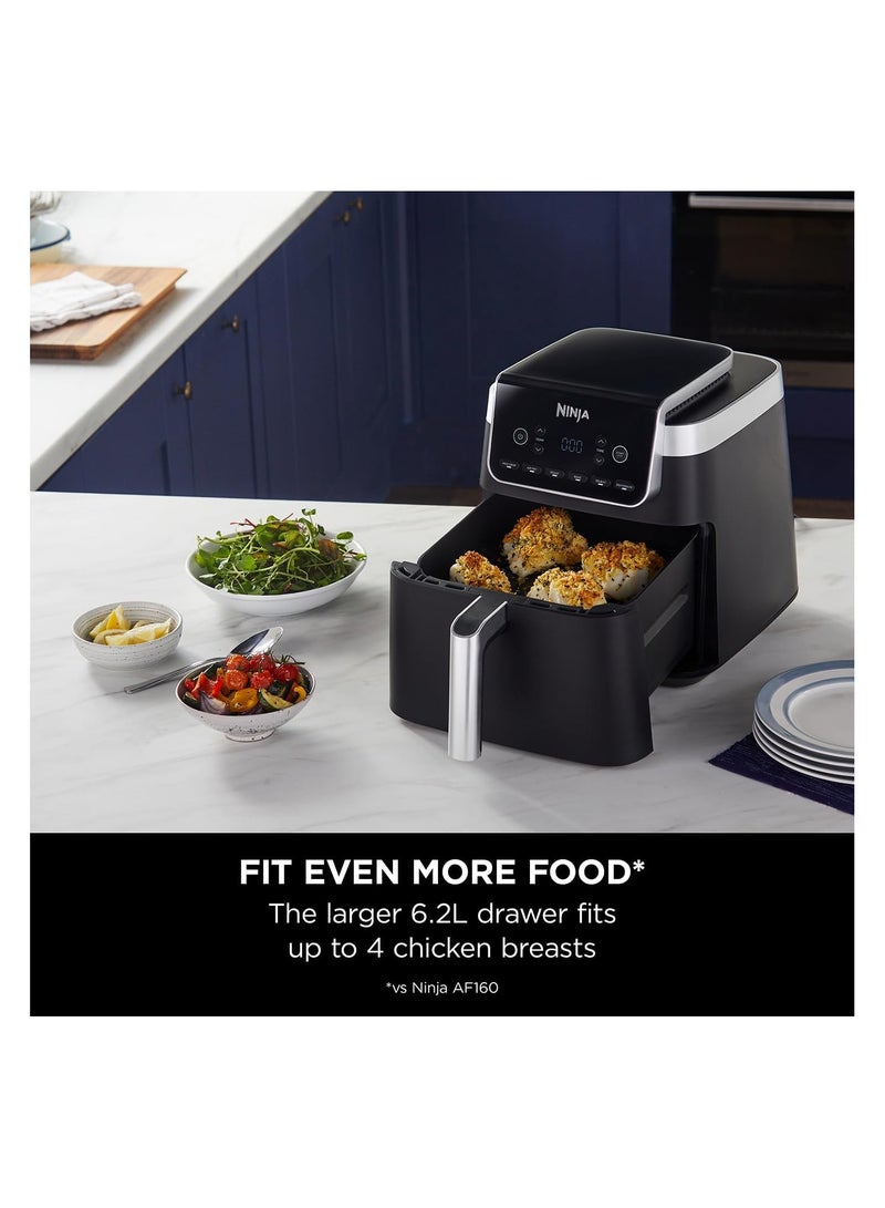 نينجا Ninja Air Fryer MAX PRO, 6.2L, Uses No Oil, Large Square Single Drawer, Roast, Bake, Air Fry, Family Size, Digital, Cook From Frozen, Non-Stick, Dishwasher Safe Basket & Crisper Plate, Grey, AF180UK 6.2 L 2000 W AF180UK BLACK - Image 3