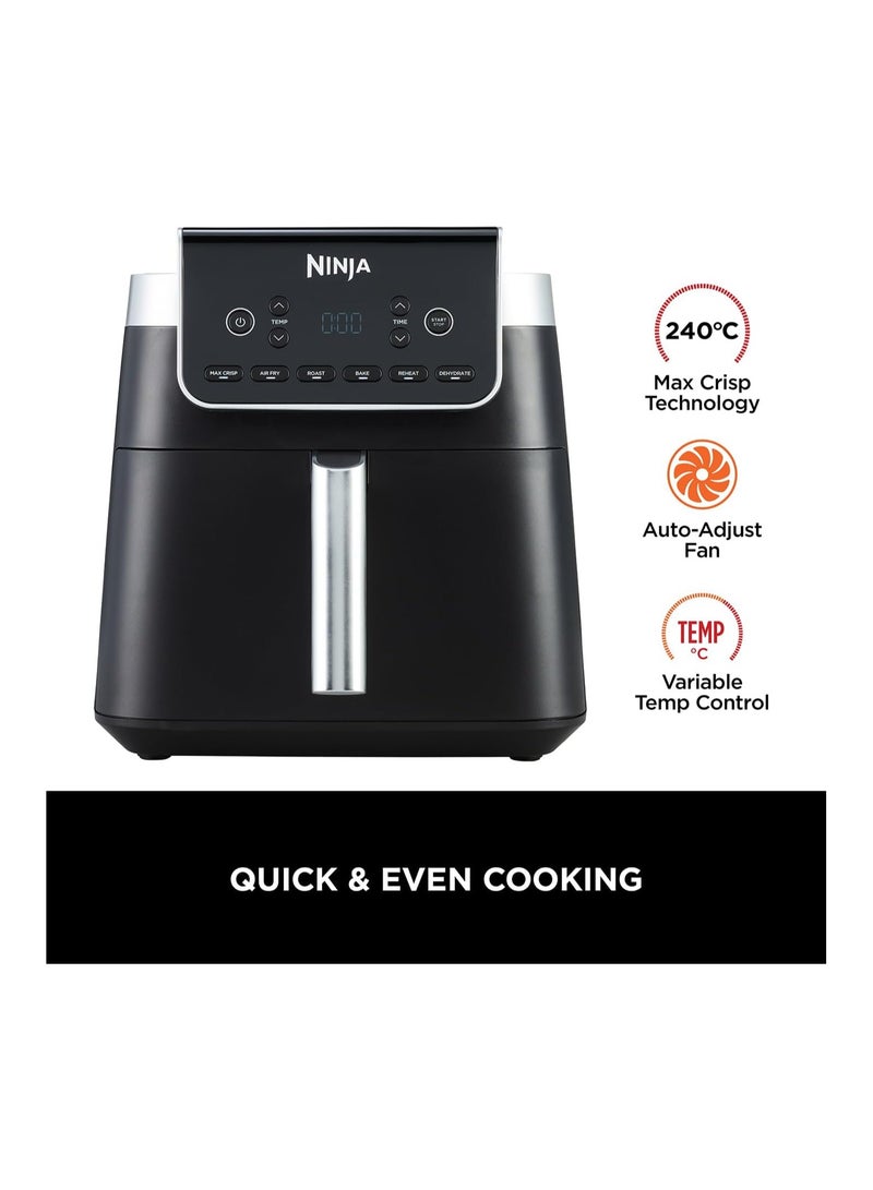نينجا Ninja Air Fryer MAX PRO, 6.2L, Uses No Oil, Large Square Single Drawer, Roast, Bake, Air Fry, Family Size, Digital, Cook From Frozen, Non-Stick, Dishwasher Safe Basket & Crisper Plate, Grey, AF180UK 6.2 L 2000 W AF180UK BLACK - Image 4
