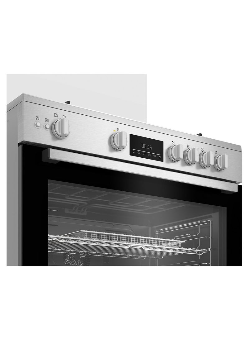 بيكو Gas Cooker 5 Burners 90 cm Digital Display Stainless Steel BGGR11225GXA Black  - Image 3