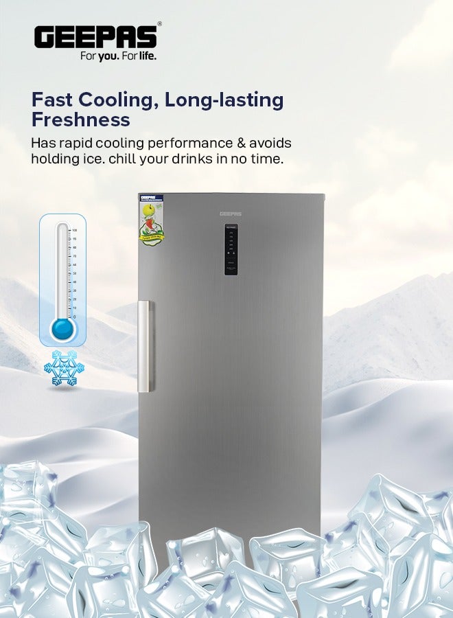 جيباس Single Door Upright Freezer with Inverter Technology & Fridge Conversion 150 W GRFU5025XHN Grey  - Image 3